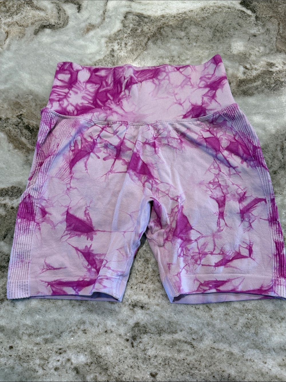 Women’s Pink Tie-Dye High-Waist Booty Scrunch Bike Shorts